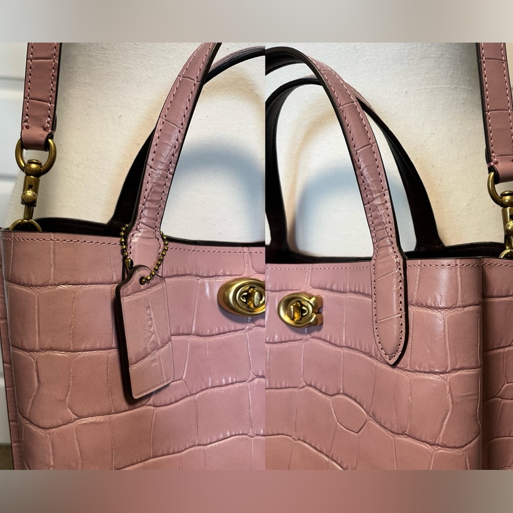 Coach Willow Tote Ice Purple crocodile embossed leather crossbody purse ￼ - Picture 10 of 16